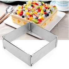 Kare Ayarlanabilir 8 cm Paslanmaz Çelik Kek Pasta Pandispanya Kalıbı
