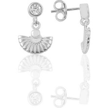 Gümüş Rodyumlu Zirkon Taşlı Meltem Midye Küpe SGTL12618RODAJ