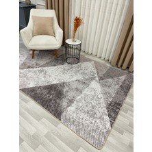 Bej Renk Geometrik Desen Kaymaz  Taban Yolluk Halı