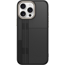 Bulut Aksesuar Apple iPhone 15 Pro Max Kılıf M-Safe Şarj Özellikli Karbon Fiber Görünümlü Blt Antina Kapak - Siyah