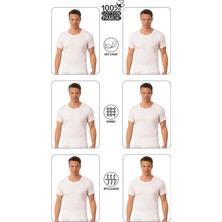Özkan Underwear 0059 6'lı Paket Erkek Pamuklu Penye Esnek Rahat Açık Yaka Yarım Kol Atlet Fanila
