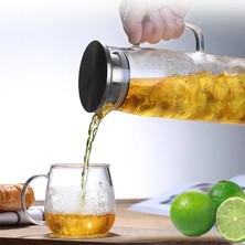 Paslanmaz Kapaklı Filtreli Cam Sürahi 1.8lt Borosilikat