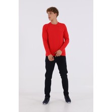 Maraton Regular Erkek Bisiklet Yaka  Uzun Kol Kırmızı Sweatshirt 20906