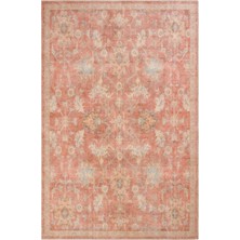 Cool Halı Private Turuncu Eskitme Vintage Halı Etnik Dokuma Şönil Halı Yıkanabilir Salon Halısı
