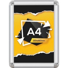 Cengo A4 Alüminyum Açılır Kapanır Çerçeve, 25 mm Rondo Köşe, 21 x 30 cm, Dayanıklı Poster Çerçevesi