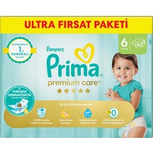 Prima Bebek Bezi Premium Care 6 Numara 62 Adet Ultra Fırsat Paketi