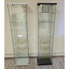 Artinoks Cam Vitrin Gümüşlük Büfe Camlı Koleksiyon Vitrini Detolf Cam Vitrin Teşhirvitrin 3ledli /(Işıklı)