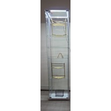 Artinoks Cam Vitrin Gümüşlük Büfe Camlı Koleksiyon Vitrini Detolf Cam Vitrin Teşhirvitrin 3ledli /(Işıklı)