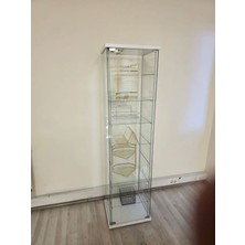 Artinoks Cam Vitrin Gümüşlük Büfe Camlı Koleksiyon Vitrini Detolf Cam Vitrin Teşhirvitrin 3ledli /(Işıklı)