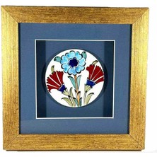 Iznik Çini Çiçek Bahçesi Motifli Paspartulu Plaket