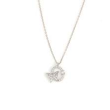 Çemberli Kelebek Modeli 925 Ayar Gümüş  Kolye, Beyaz - Beyaz Taş