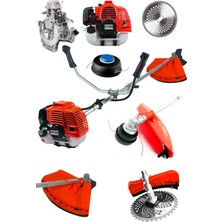 Eisenn German Euro Still 8 İN 1 Red Metal Şanzuman Yan Tipi Ot Çim Çalı Çayı Biçme Tırpanı Aparat Hediyeli
