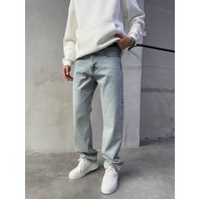 Baggy Basic Jean Pantolon A104-K11 Yıkamalı Mavi