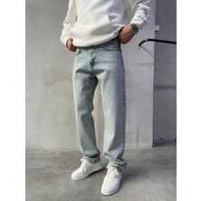 Baggy Basic Jean Pantolon A104-K11 Yıkamalı Mavi