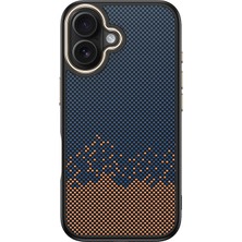 Systemcom Apple iPhone 16 Kılıf M-Safe Şarj Özellikli Karbon Fiber Görünümlü Sys Antina Kapak - Mavi