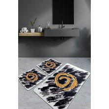 Chilai Home Dagger 3'lü Set Banyo Halısı Kaymaz Tabanlı Klozet Takımı Paspas Seti Djtbanyo