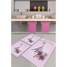 Chilai Home From Paris 3'lü Set Banyo Halısı Kaymaz Tabanlı Klozet Takımı Paspas Seti Djtbanyo