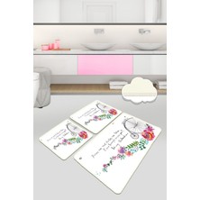 Chilai Home Monowheel 3'lü Set Banyo Halısı Paspas Klozet Takımı Yıkanabilir , Kaymaz Taban Djtbanyo