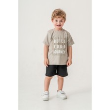 Titimix Kids Erkek Çocuk Kabartma Baskılı Alt Üst Yazlık T-Shirt Şort Ikili Takım Çağla