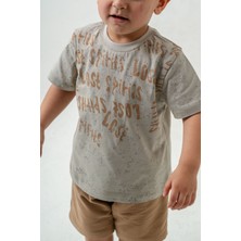 Titimix Kids Erkek Çocuk Harf Alt Üst Yazlık T-Shirt Şort Ikili Takım Çağla