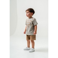 Titimix Kids Erkek Çocuk Harf Alt Üst Yazlık T-Shirt Şort Ikili Takım Çağla