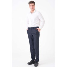 Workman® Flexbelt™ Kızaklı Iç Lastikli Lacivert Desenli Erkek Pantolon: Gizli Esnek Bel Tasarımıyla Gün Boyu Konfor
