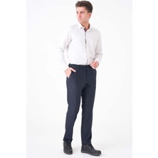 Workman® Flexbelt™ Kızaklı Iç Lastikli Lacivert Desenli Erkek Pantolon: Gizli Esnek Bel Tasarımıyla Gün Boyu Konfor