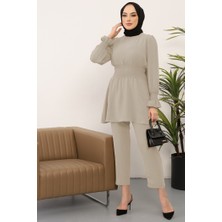 Gipeli Tunik Pantolon Tesettür Ikili Takım 218 - Bej