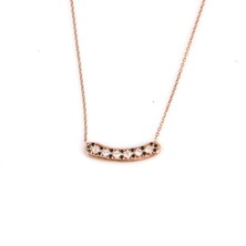 925 Ayar Gümüş Taşlı Kolye, Pembe - Beyaz Siyah Taş