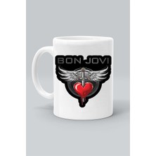 Olympus Plus Rock Müzk Grup Bon Jovi Logo Baskılı Beyaz Kupa Bardak
