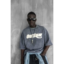 Erkek Yıkamalı Yumuşak Dokulu Oversize T-Shirt Füme