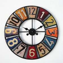 60CM Dijital Yuvarlak Vintage Duvar Saati Yaratıcı Duvar Saati Sticker Demir Dekorasyon Saati (Yurt Dışından)
