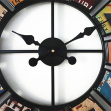 60CM Dijital Yuvarlak Vintage Duvar Saati Yaratıcı Duvar Saati Sticker Demir Dekorasyon Saati (Yurt Dışından)