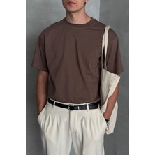  Erkek %100 Pamuk Oversize Basic T-Shirt