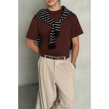  Erkek %100 Pamuk Oversize Basic T-Shirt