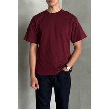  Erkek %100 Pamuk Oversize Basic T-Shirt