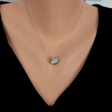 925 Ayar Gümüş Çift Güverseli Top Kolye, Beyaz