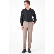Workman® Flexbelt™ Kızaklı Iç Lastikli Sütlü Kahve Desenli Erkek Pantolon: Gizli Esnek Bel Tasarımıyla Gün Boyu Konfor