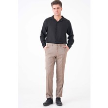 Workman® Flexbelt™ Kızaklı Iç Lastikli Sütlü Kahve Desenli Erkek Pantolon: Gizli Esnek Bel Tasarımıyla Gün Boyu Konfor