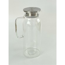 1500 ml Borosilikat Cam Su Sürahisi - Metal Kapaklı ve Isıya Dayanıklı