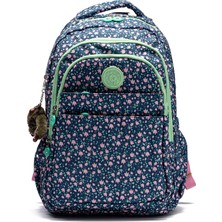 Go Veform Çok Cepli Su Geçirmez Krınkıl Kumaş Günlük ve Okul Sırt Çantası MYP8610 Lacivert/yeşil