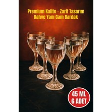 6 Adet Zarif Tasarım Kahve Yanı Cam Bardak ( 45 ml )