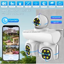 Yeni 9mp UHD 3 Ekran Kablosuz Wifi Ağ Video Gözetim  4K 360 Derece Wifi Güvenlik Kamerası