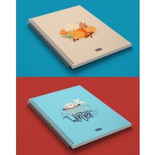 Purple & More Marka Be Spicy ve Hello Winter 2'li Defter Seti A5 80 Yaprak Spiralli Defter