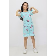Yazlık Kız Çocuk 3-8 Yaş Panda Baskılı Şortlu Takım Ikili Takım