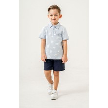 Erkek Çocuk Polo Yaka Baskılı Şortlu Takım