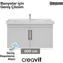 D20 100 cm Kapaklı Lavabo Dolabı Beyaz Lake Kapak