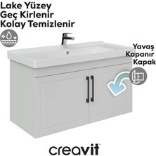 D20 100 cm Kapaklı Lavabo Dolabı Beyaz Lake Kapak