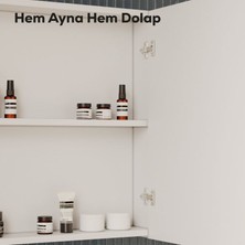 D20 80 cm Beyaz Aynalı Dolap Melamin Gövde