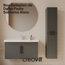 D20 30 cm Sola Açılır Boy Dolabı Antrasit Lake Kapak